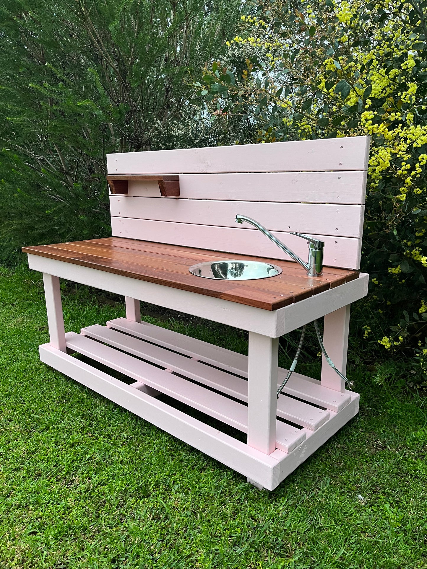 Learn by Nature Pink Sensory Mud Station with tap & shelf
